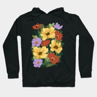 Red And Yellow Wild Flowers Illustration Hoodie